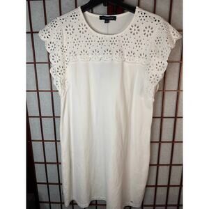 Tommy Hilfiger white eyelet flutter sleeve dress feminine sweet size Large NWT